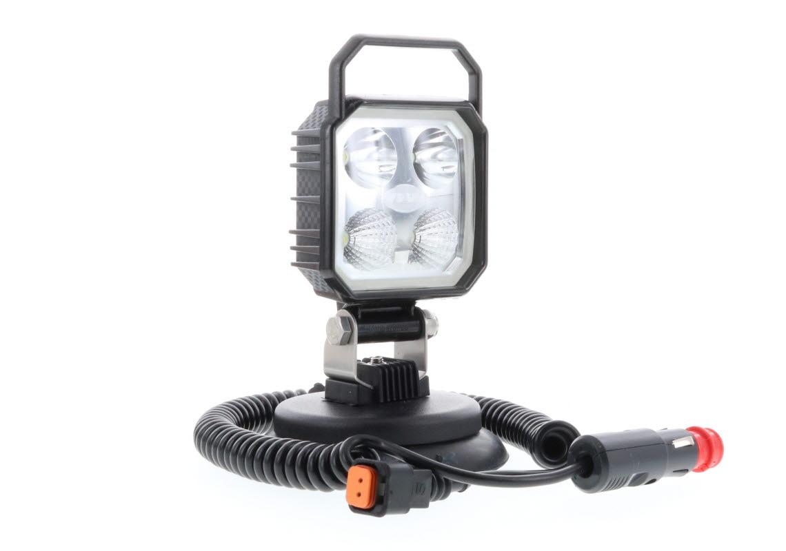 Phare de travail LED CARBONLUX carré 90X90mm magnetique avec poignée et interrupteur - connexion DT